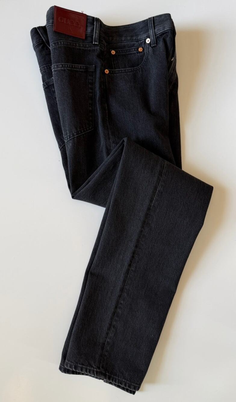 Gucci Women’s Dark Grey Denim Straight Leg Jeans Pants Size 27 Italy 788822 NWT
